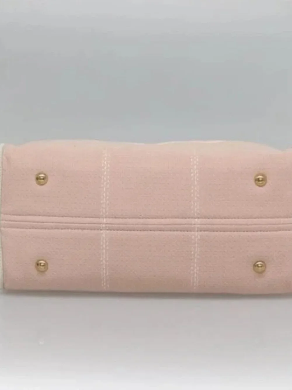 Salvatore Ferragamo Gancini Tote Bag Canvas Leather Pink White gold Auth EC754